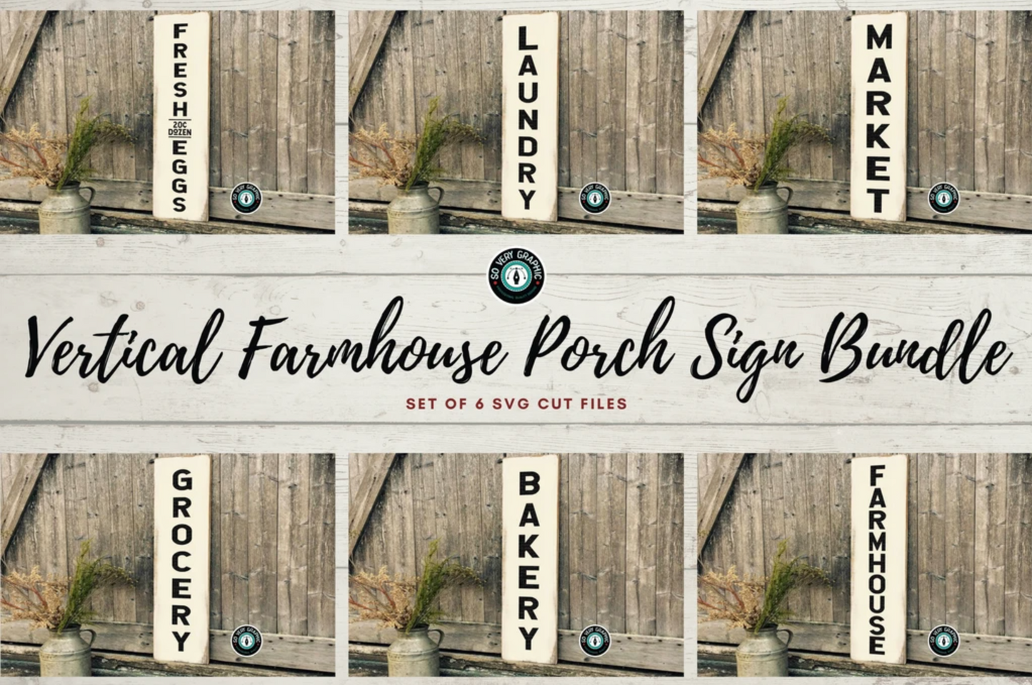 Vertical Farmhouse Porch Sign SVG Design Bundle
