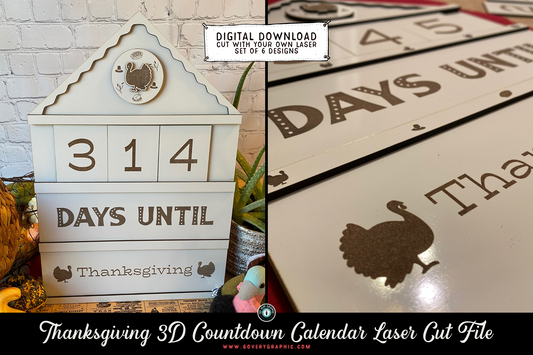 Thanksgiving Countdown Calendar 3D Laser Cut File