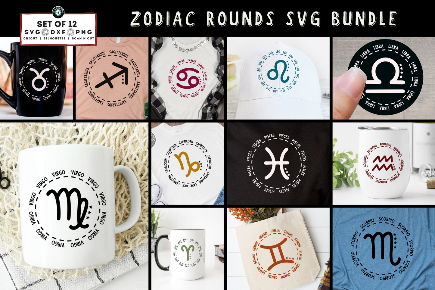 Zodiac Rounds SVG Design Bundle So Very Graphic